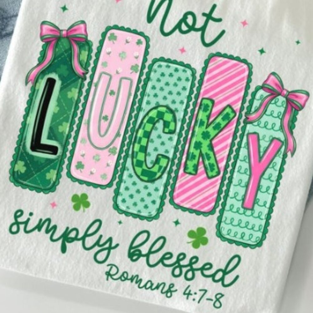 Lucky Shamrock Tshirt Saint Patrick's Blessed T-shirt - Picture 2 of 3